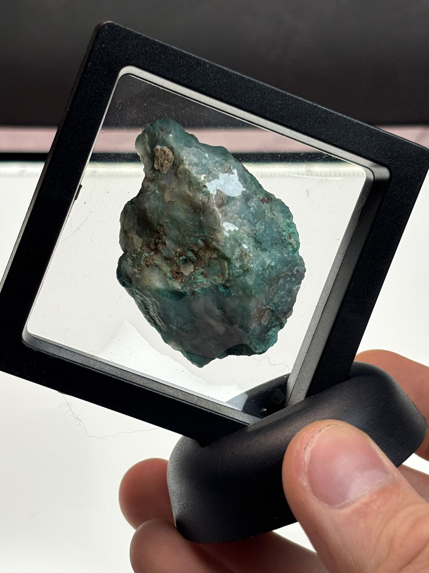Chrysocolla on Quartz Specimen! 2.5” Display