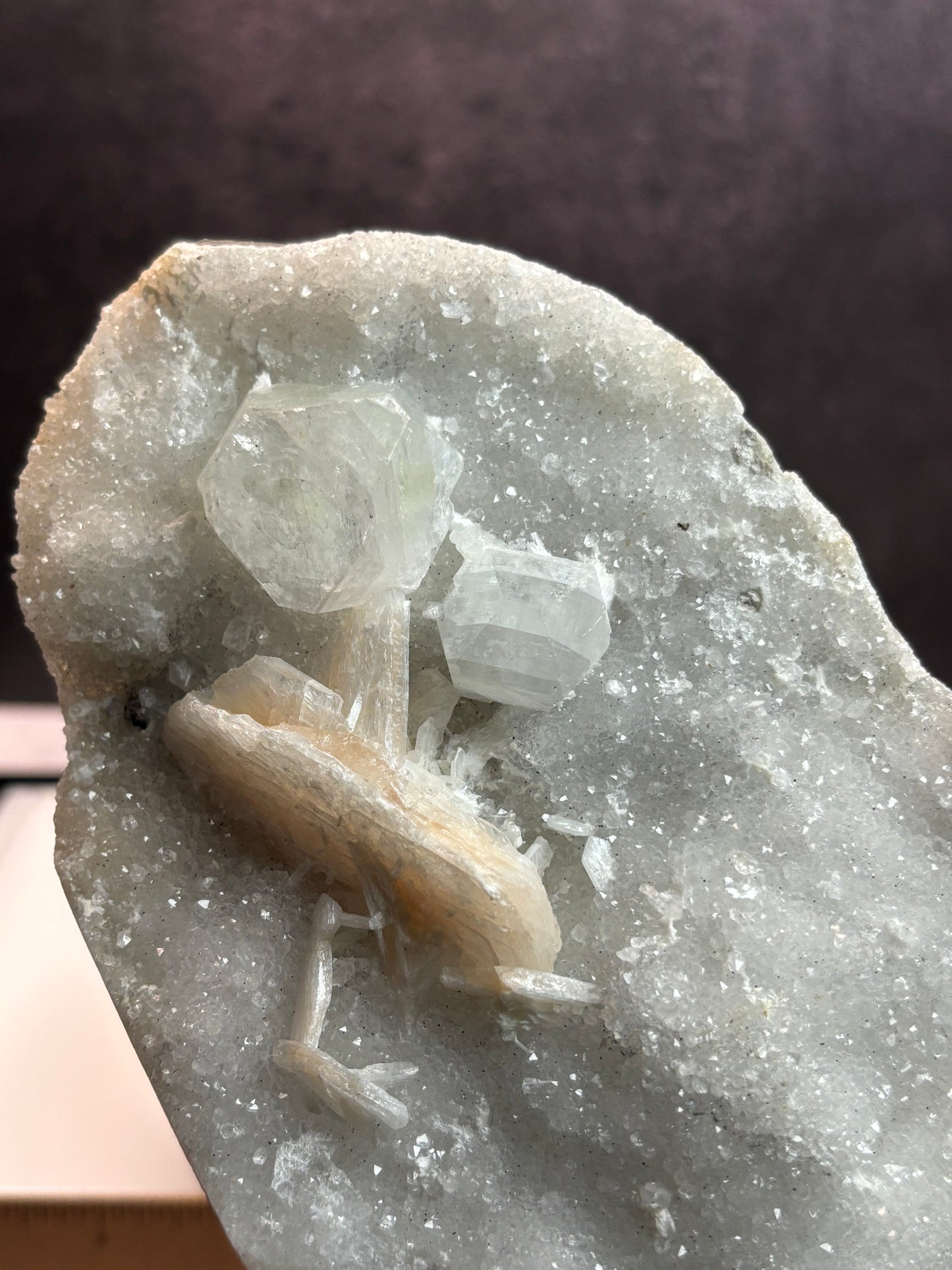 Apophyllite, Stilbite, Zeolite Specimen! Cut Base